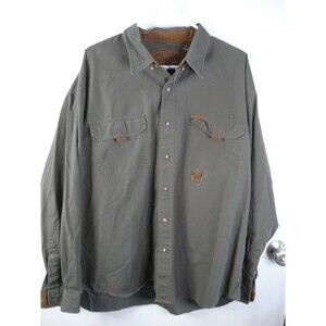 North River Mens XL Long Sleeve Button Up Pocket Shirt Olive Green